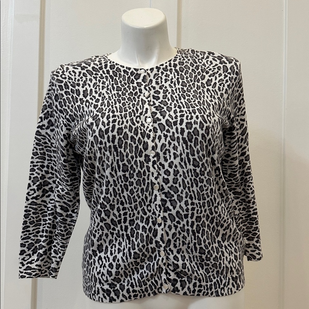 Croft & Barrow Leopard Print Cardigan Size L